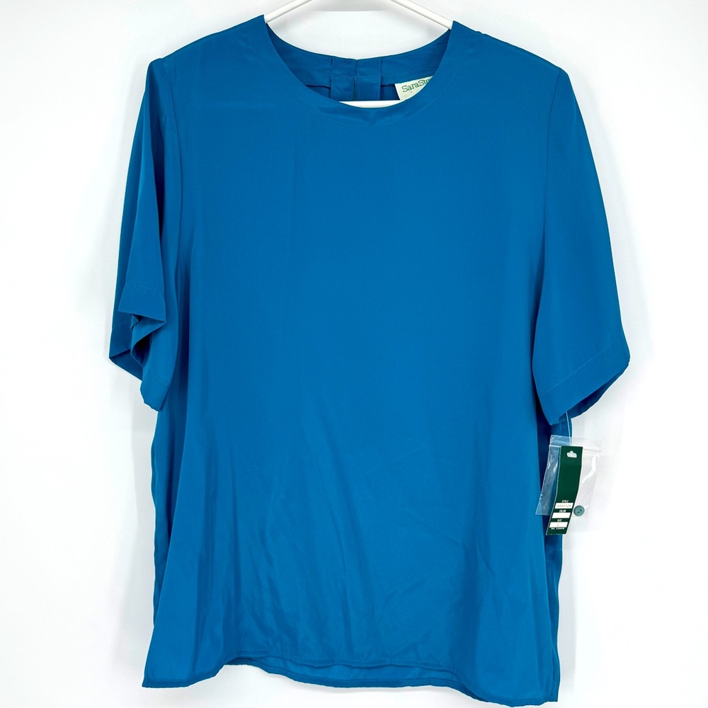 5/$25 Vintage NEW blue short sleeve blouse
